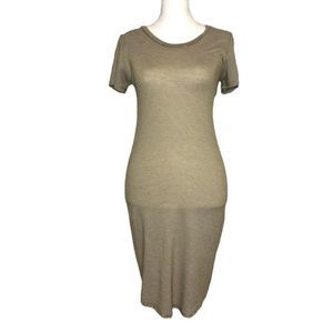 Forever 21 Bodycon White and Tan Striped Short Sleeve Size Small Dress